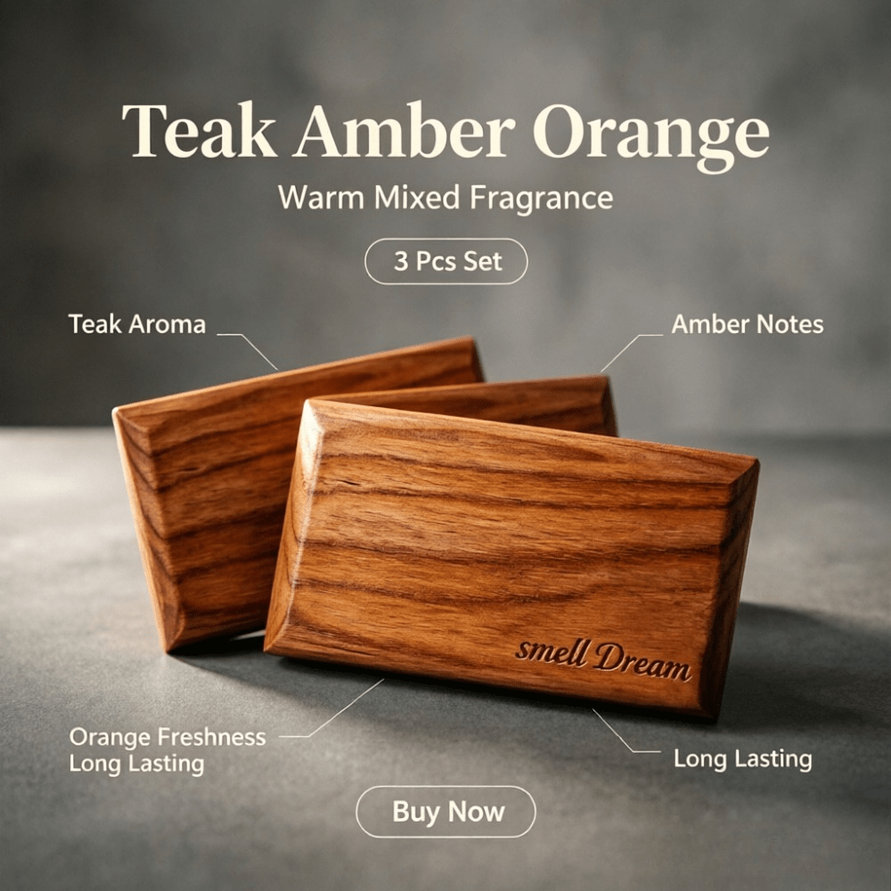 Car Fragrance Diffuser - Car Air Freshener Teak Amber Orange